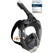 CRESSI Bali Full Face Mask Black/Grey L/XL - Unisex Integral Snorkel Mask, Anti Fog Clear Lens, 100% Silicone, Dry Snorkel with Float Valve, Action