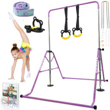 YOUTIFUN Gymnastics Bar, Kids Gym Equipment 5 Level Height Adjustable Pull Up Horizontal Gymnastic Bar, Gymnastics Equipment for Home for Girls &