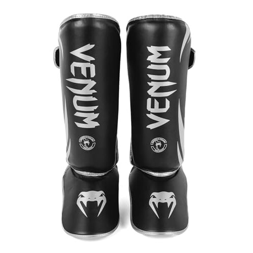 Venum, Challenger Standup Shin Guards, Men's, L, Black/Silver