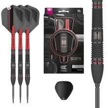 TARGET Darts Scope Steel Tip Swiss Point Darts, 90% Tungsten Dart Set, Barrel 02-25G | Steel Tip Dart Sets, Red & Black Darts, Professional Dart Set