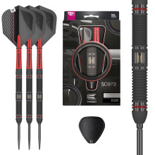TARGET Darts Scope Steel Tip Swiss Point Darts, 90% Tungsten Dart Set, Barrel 01-22G | Steel Tip Dart Sets, Red & Black Darts, Professional Dart Set