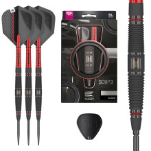 TARGET Darts Scope Steel Tip Swiss Point Darts, 90% Tungsten Dart Set, Barrel 04-24G | Steel Tip Dart Sets, Red & Black Darts, Professional Dart Set