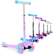 BELEEV Scooter for Kids Ages 2-6, 3 Wheel Scooter for Children Toddlers Girls Boys, Light-Up Wheels, 4 Adjustable Height, Lean to Steer, Non-Slip