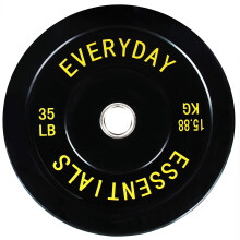 Signature Fitness 2" Olympic Bumper Plate Weight Plates with Steel Hub, 35LB, Single, Black