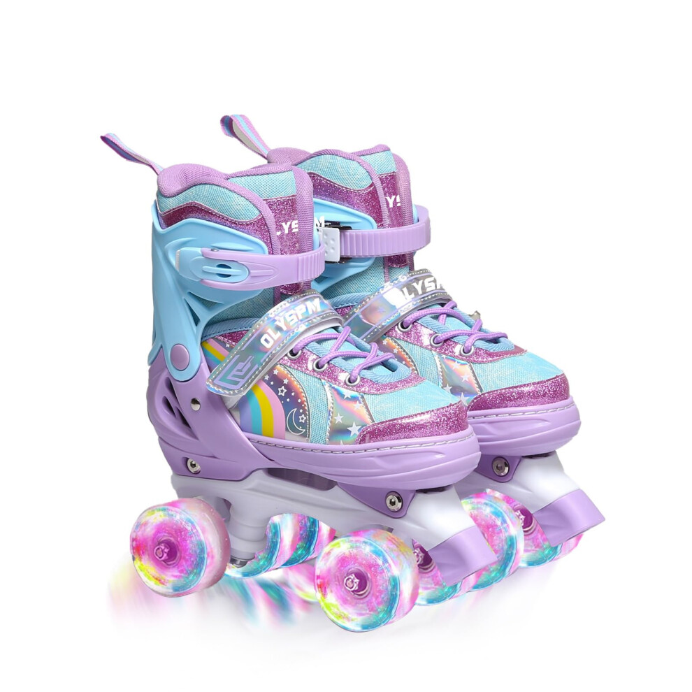 Photos - Roller Skates OLYSPM  kids Roller boots,8 Light up Wheels and 4 Sizes Adjustable,Quad skates with storage bag,Double-row Roll