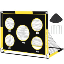 Gofady 2-in-1 Football Goal for Kids - Portable & Durable Soccer Training Net with 5 Target Ranges, Foldable Design, Carrying Bag, Easy Assembly for