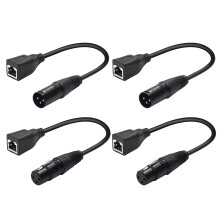 Paire de câbles DMX XLR à 3 broches vers RJ45, noir, 18 x 4 x 2,5 cm