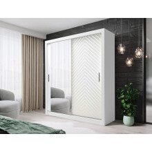(203cm, White and Oak) FHI-Manchester Mirrored Sliding Door Wardrobe