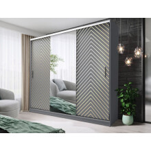 (250cm, Grey) FHI-Manchester Mirrored Sliding Door Wardrobe
