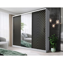 (250cm, White and Black) FHI-Manchester Mirrored Sliding Door Wardrobe