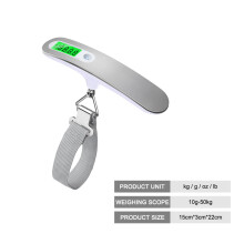 LCD Digital Hanging Scale Luggage Suitcase Baggage Weight Scales with Belt for Electronic Weight Tool 50Kg/110Lb, Silver