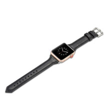 (44mm, Black) Slim iWatch Leather Band Women Strap for Apple Watch Series 7 6 5 4 3 SE 40/44mm