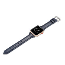 (45mm, Blue) Slim iWatch Leather Band Women Strap for Apple Watch Series 7 6 5 4 3 SE 40/44mm