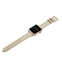 (44mm, Beige) Slim iWatch Leather Band Women Strap for Apple Watch Series 7 6 5 4 3 SE 40/44mm Hot