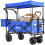 Outsunny Outsunny Outdoor Push Pull Wagon Stroller Cart w/ Canopy Top Blue 4