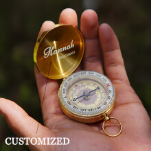 (Design-1) 1pc Customizable Vintage Pocket Compass - Pure Copper Nautical Compass with Personalized Engraving Option, Suitable for Camping, Hiking,
