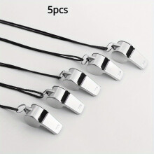 (Black-) 5pcs Premium Stainless Steel Metal Whistle - Perfect for Football, Basketball, Referee Training, Command & Outdoor Survival!