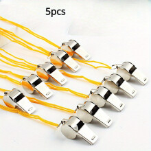 (Yellow) 5pcs Premium Stainless Steel Metal Whistle - Perfect for Football, Basketball, Referee Training, Command & Outdoor Survival!