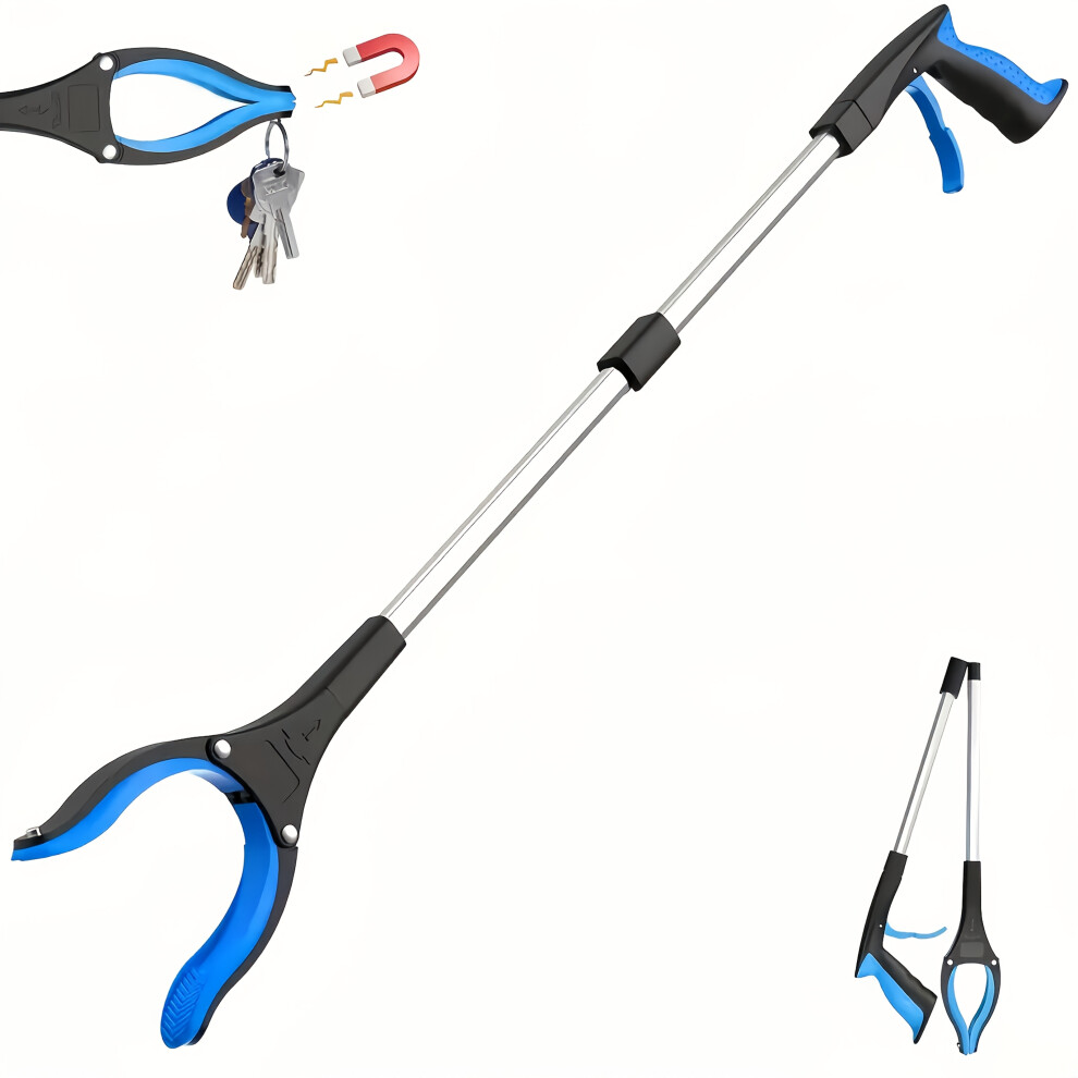Gintooyun (Blue) Lightweight 1Pc Trash Grabber With Long Handle And Wide Jaw | Easy Garbage Pickup Tool For Seniors And Household Cleaning, Available