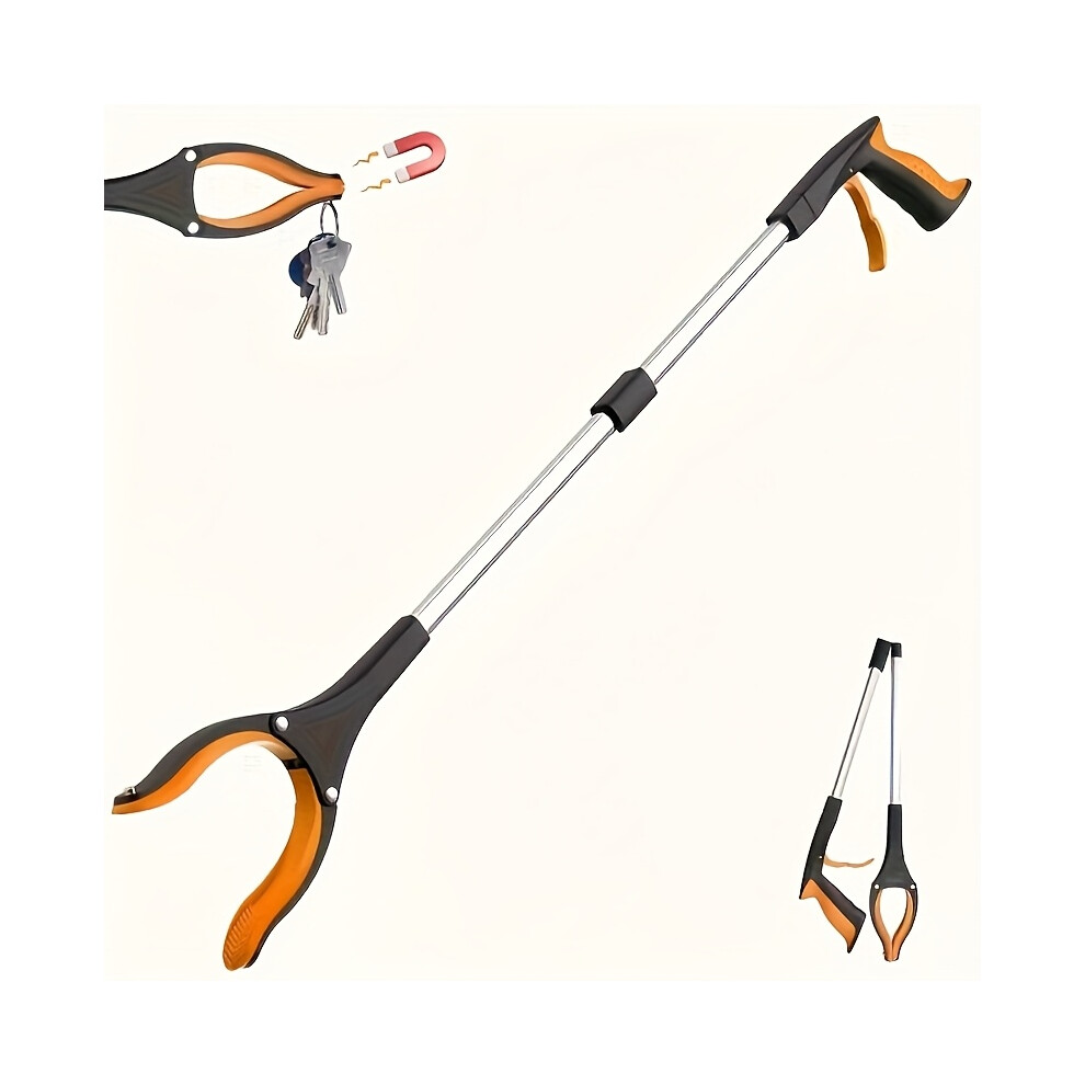 Gintooyun (Orange) Lightweight 1Pc Trash Grabber With Long Handle And Wide Jaw | Easy Garbage Pickup Tool For Seniors And Household Cleaning, Available