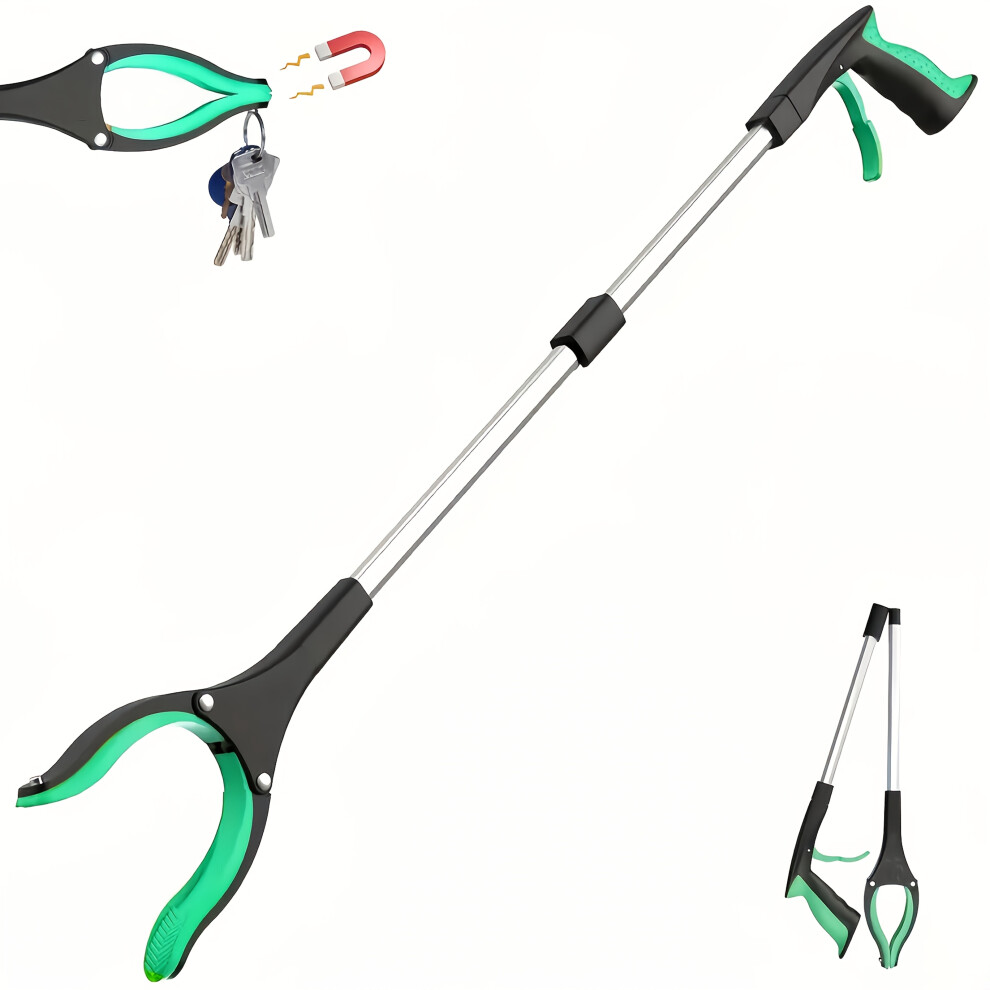 Gintooyun (Green) Lightweight 1Pc Trash Grabber With Long Handle And Wide Jaw | Easy Garbage Pickup Tool For Seniors And Household Cleaning, Available