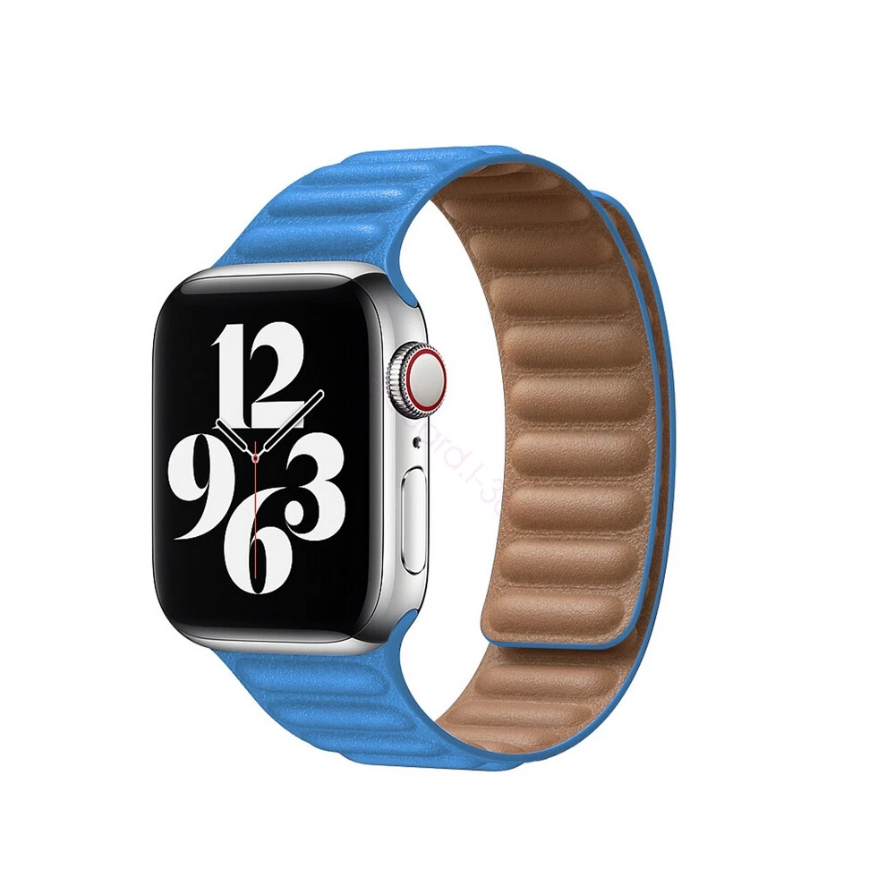 (Blue, 42/44/45mm) For Apple Watch Leather Link Band Magnetic Strap iWatch Series 7 6 5 4 3 40/44mm New-image-OPC-PJ9TRDX-NEW