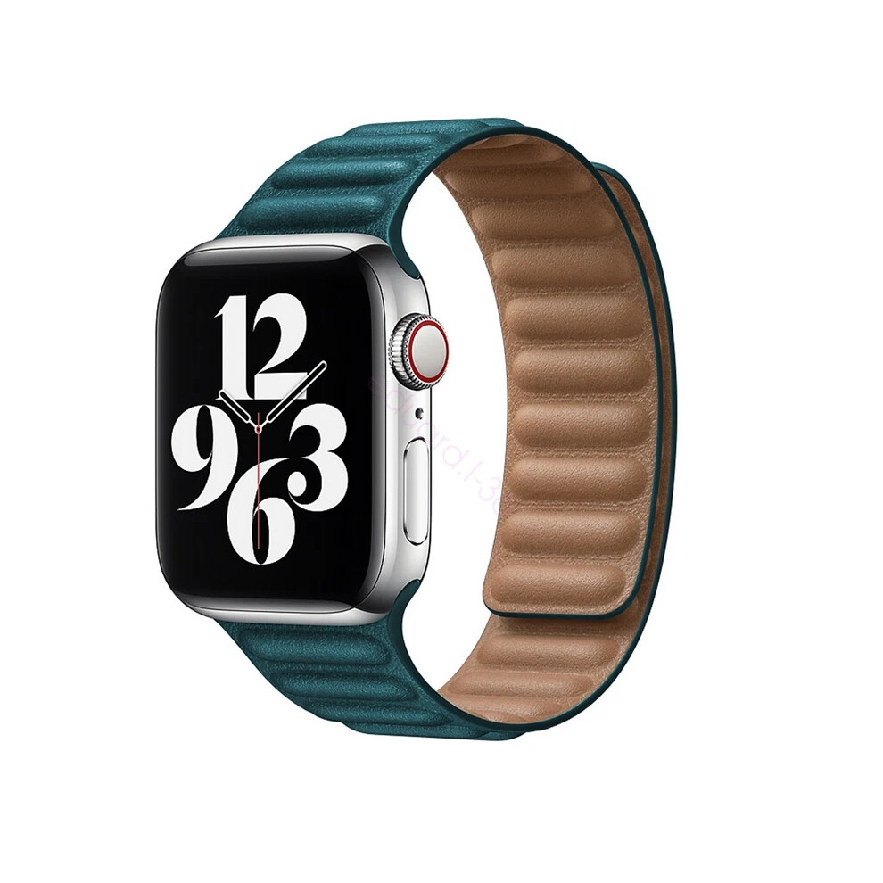 (Malachite green, 42/44/45mm) For Apple Watch Leather Link Band Magnetic Strap iWatch Series 7 6 5 4 3 40/44mm Hot-image-OPC-PJ9TS9N-NEW