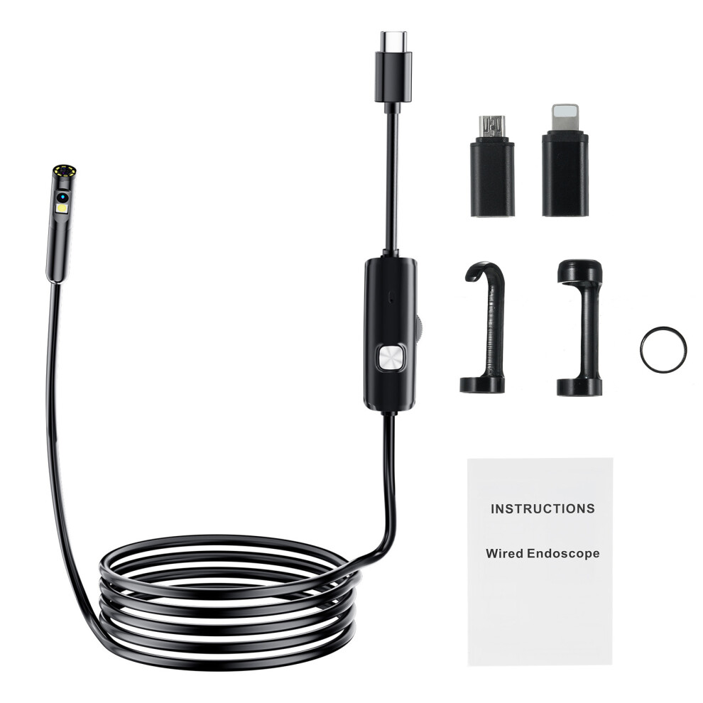 Dual Lens Borescope Endoscope Camera 1920P Waterproof 3.28Ft Light 4991331370671