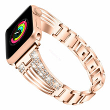 (Rose Gold, 42mm/ 44mm) Apple Watch Series 7 6 5 432 SE Bling Stainless Steel Bracelet iWatch Band Strap Hot