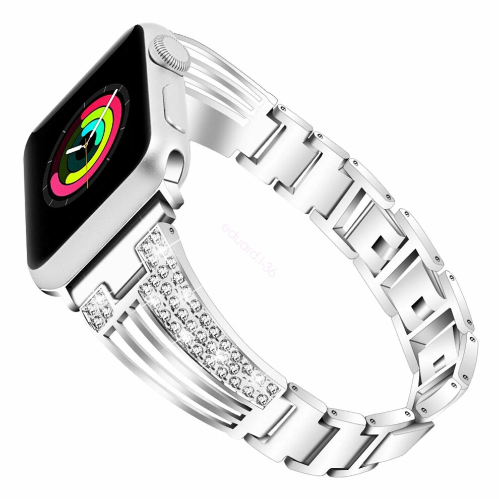 (Silver, 42mm/ 44mm) Apple Watch Series 7 6 5 432 SE Bling Stainless Steel Bracelet iWatch Band Strap Hot-image-OPC-PJ9TTHC-NEW