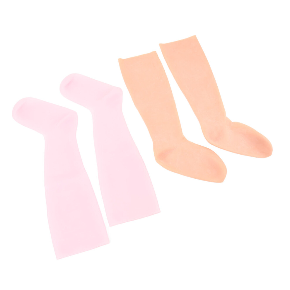 2 Pairs Silicone Moisturizing Socks for Dry Cracked Feet, Pink & Skin Color-image-OPC-PJ9TTZZ-NEW