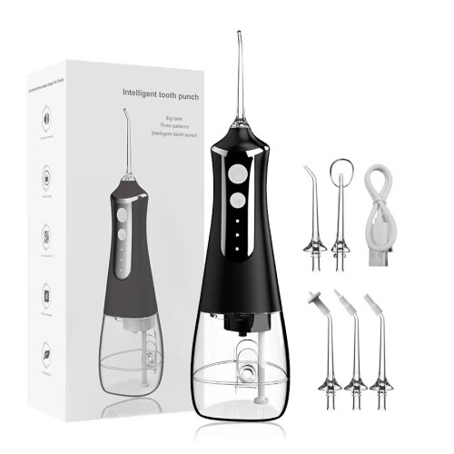 Water Flosser Cordless 300ml Rechargeable 3 Modes Oral Irrigator Black