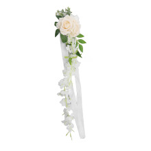 Flori artificiale cu trandafir pentru spătarul scaunului, pentru nuntă, 13 cm