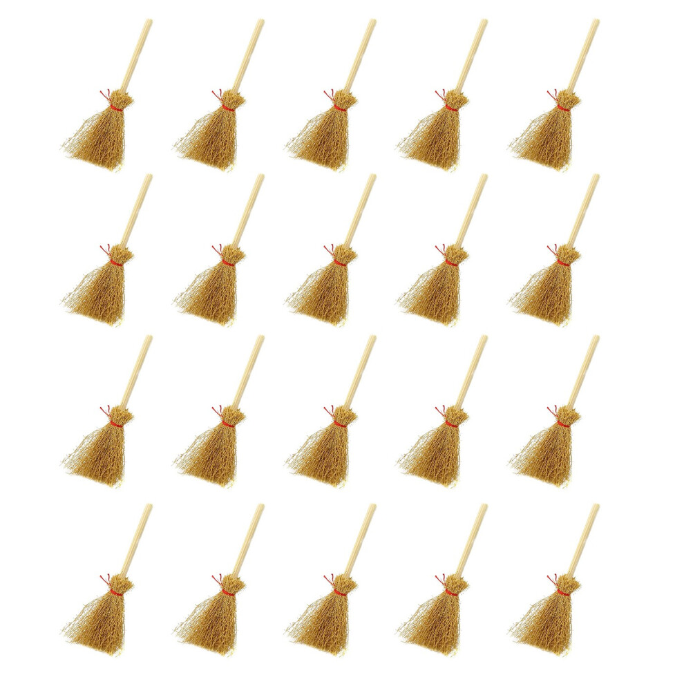20Pcs Miniature Artificial Mini Straw Brooms Witches Decor Toy