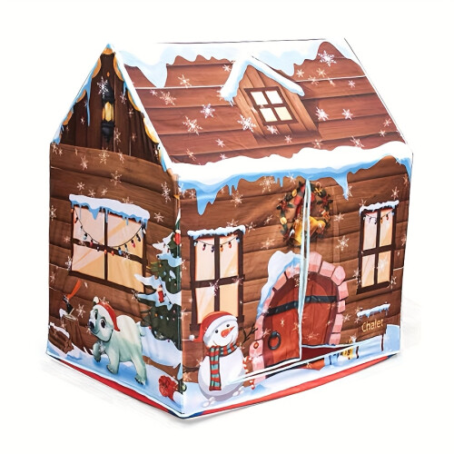 (House Tent) Christmas Snowman House Play Tent - Kids Toy Tent with Storage Bag, Cozy Winter Scene Game House for Boys & Girls, Perfect Birthday or Holiday Gift