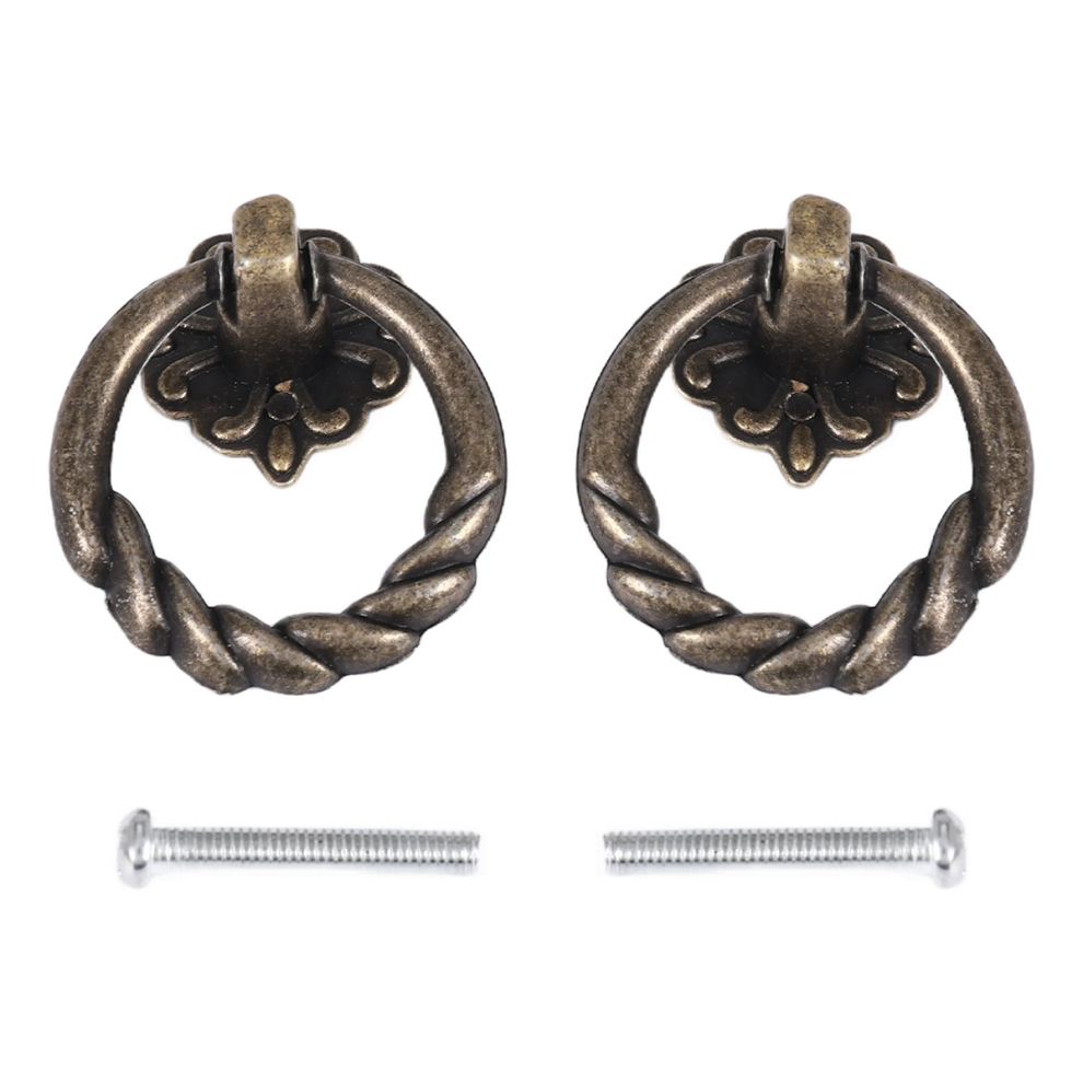 2Pcs Vintage Drawer Dresser Pull Handle Knob Screws-Antique Brass 4713022100332