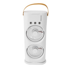Portable Misting Fan, 3-Hole Oscillating Dual Head, USB Rechargeable, 1200mAh Battery
