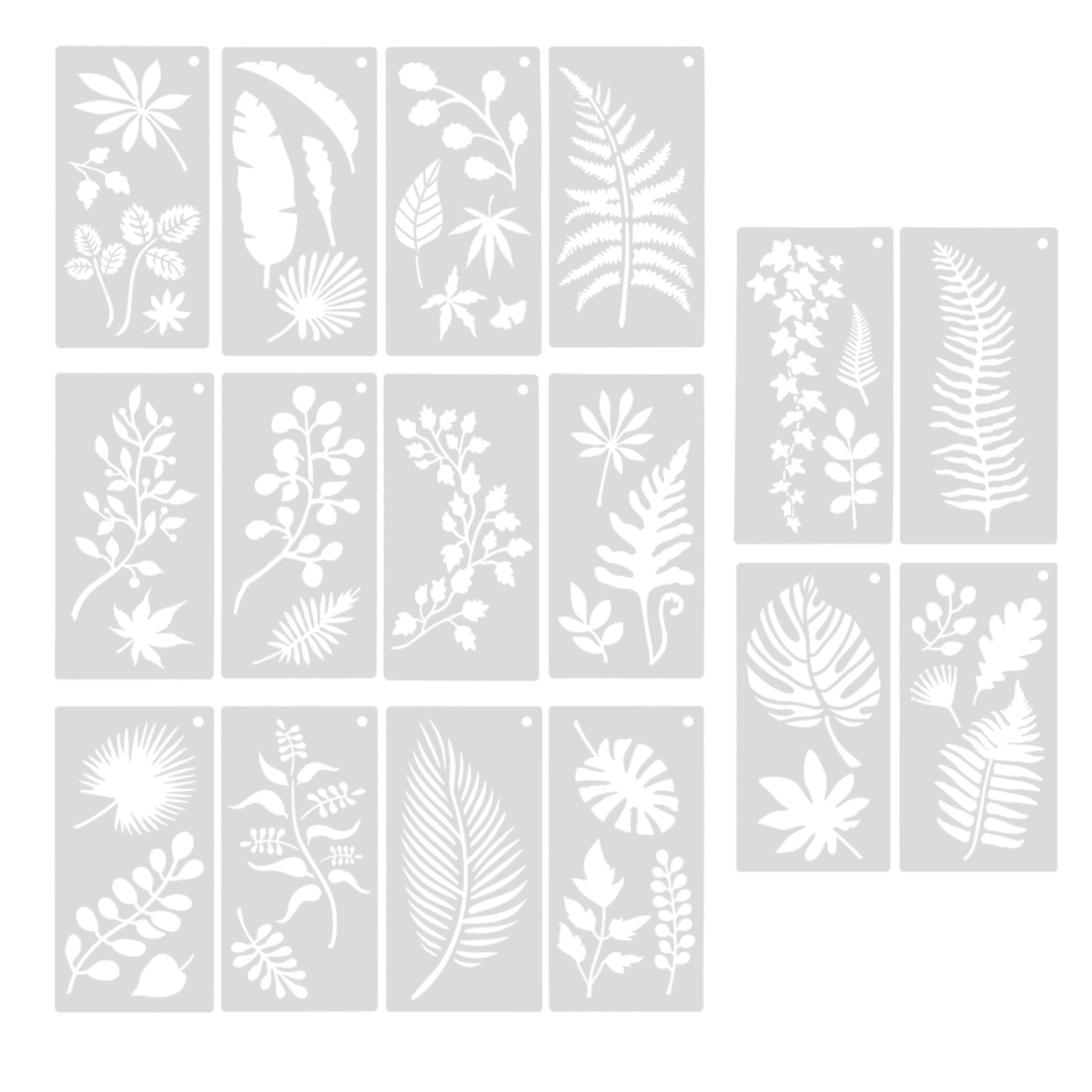 16 Pieces Leaves Stencil Reusable Sheet Painting Stencil Wall Stencil 4713022107546