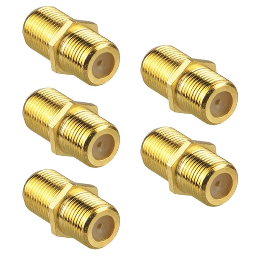 5Pcs Coaxial Cable Connector, Rg6 F-Type Plated Adapter Gold 4713022106600
