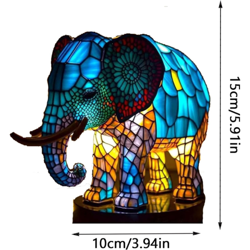 Animal Table Lamp Dyed Resin Elephant Lamp Desktop Night Light 2