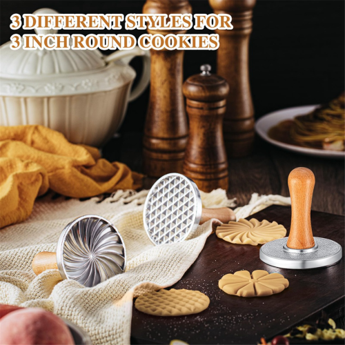 3Pcs Cookie Stamps Metal Cookie Press Mold for DIY Baking Cake Pastry 2