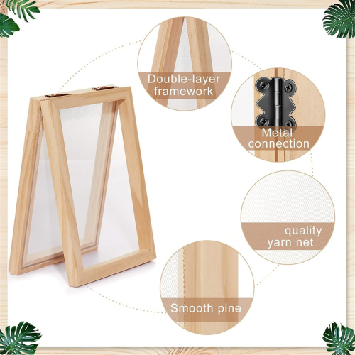 3Pieces Paper Making Wooden Paper Making Mould Papermaking Screen Kit 2