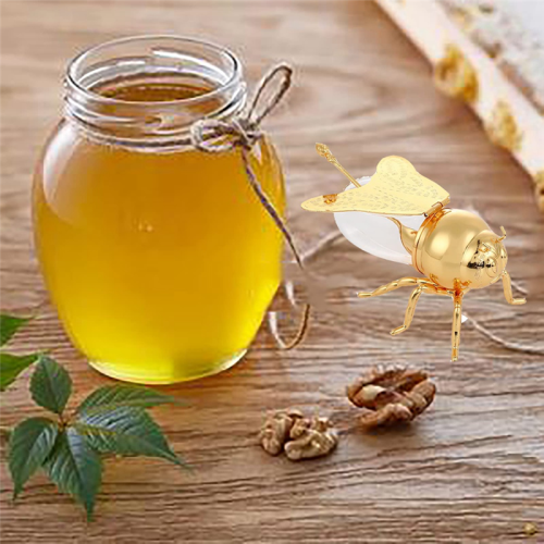 Bee Honey Containers with Dipper for Storage Gold