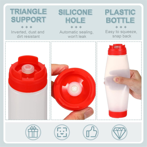16 Oz Inverted Squeeze Bottles, Refillable Tip for Sauces Ketchup 2