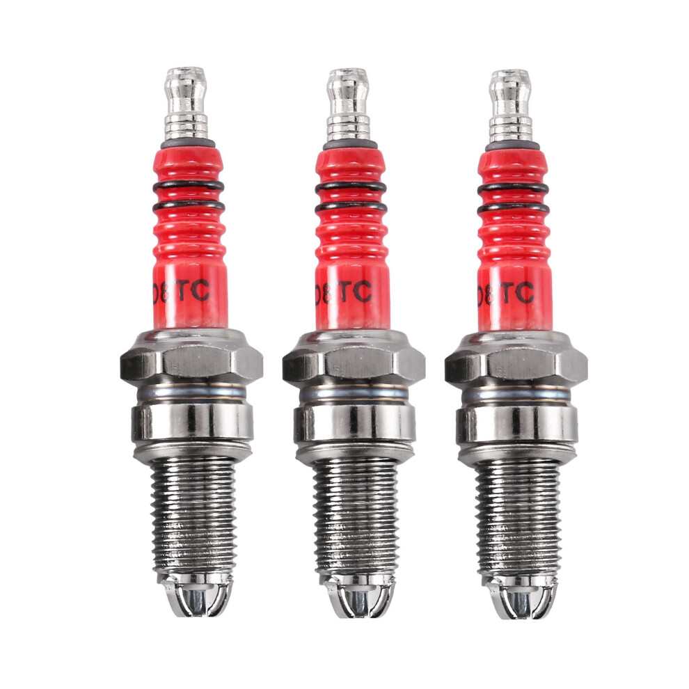 3Pcs D8tc 3 Electrode Spark Plug,For Cg 125 Motorcycle Scooter Quads 4713022115657