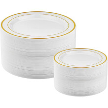 25 Dinner Plates and 25 Salad Plates Disposable Plates for