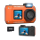 Waterproof Camera 4K 65MP Underwater Camera with 64G Card, Orange 1