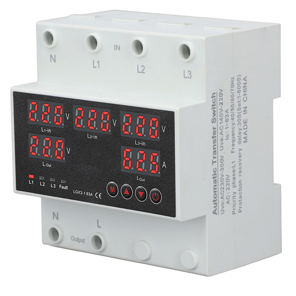63A 3P4w Led Ats For Home Ac220v Generator With Voltage Protection 9401331400865