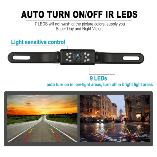 Car Backup Camera HD Night Vision Rear View Camera with 9 LED Lights 1