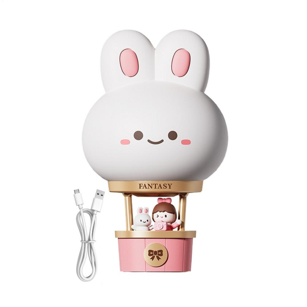 Nursery Night Cartoon Bunny Hot Air Balloon Desk Night Light